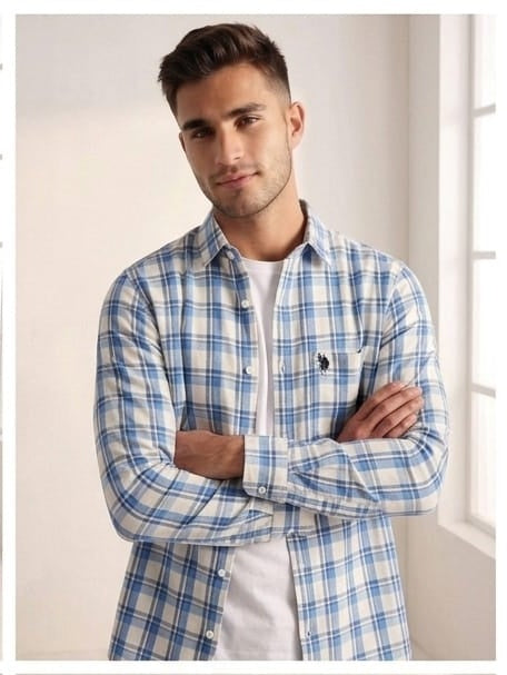 Blue Cheque shirt in Breathable fabric