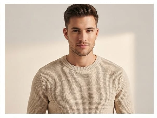 Beige clean look woolen t-shirt