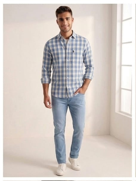 Blue Cheque shirt in Breathable fabric