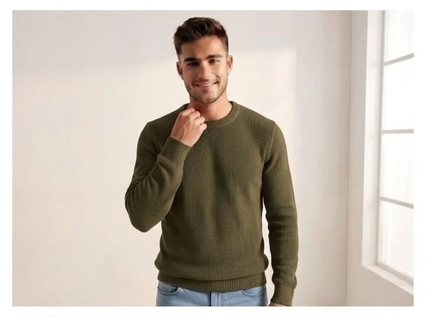 Green deep look woolen t-shirt