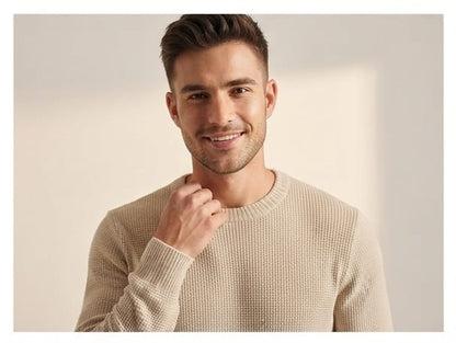 Beige clean look woolen t-shirt
