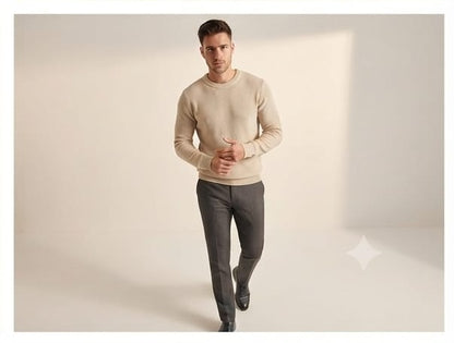 Beige clean look woolen t-shirt