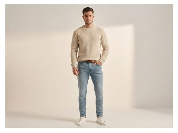 Beige clean look woolen t-shirt