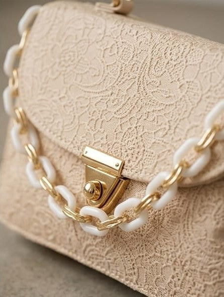 Beige Embroidery purse,