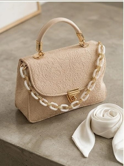 Beige Embroidery purse,