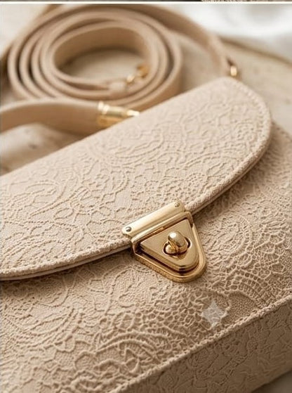 Beige Embroidery purse,