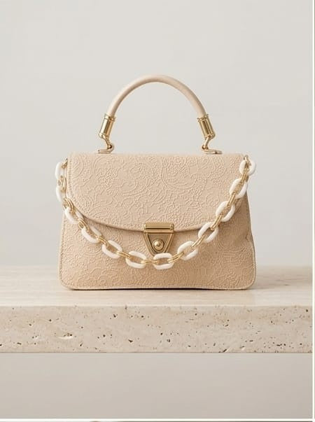 Beige Embroidery purse,