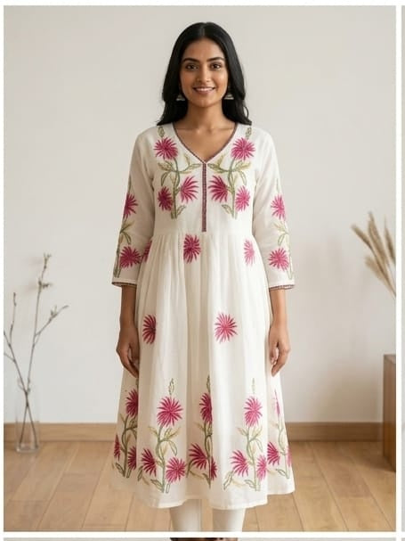 Embroidered pure cotton dress,