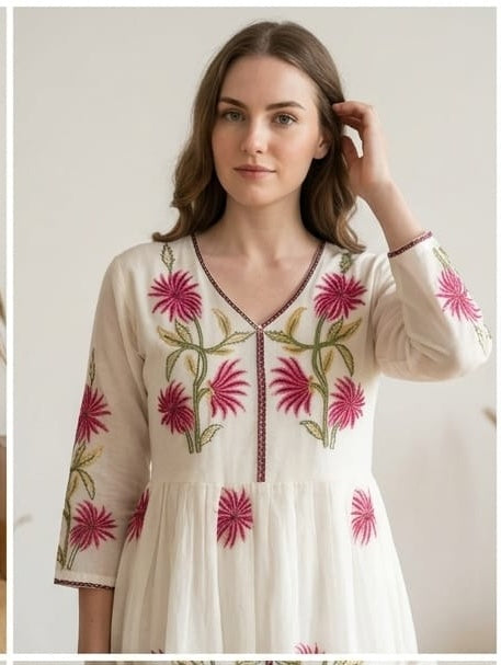 Embroidered pure cotton dress,