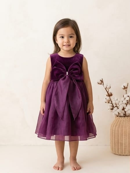 Wine Bow Designer Dress