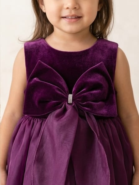 Wine Bow Designer Dress