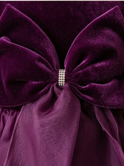 Wine Bow Designer Dress