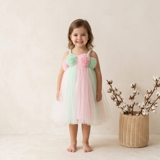 Charming Pink & Green Dress
